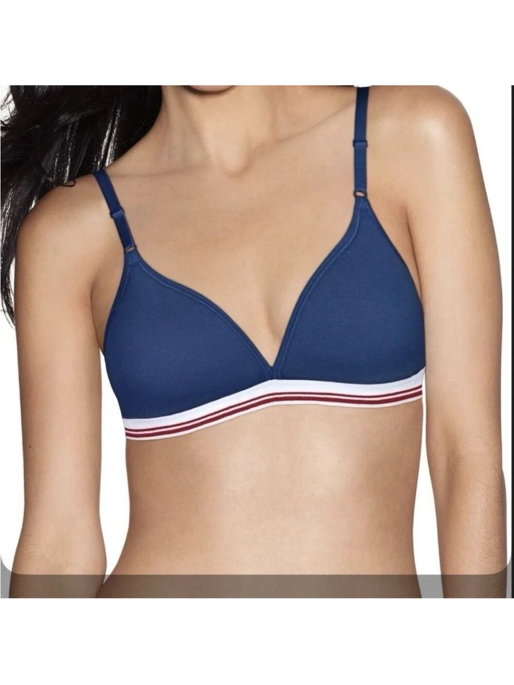 Hanes Wireless Navy Triangle Bralette with Striped Underband
You get 3 - Picture 2 of 5